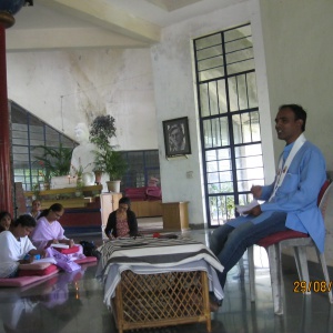 Dh. Karmavajra delivering Dhamma Talk