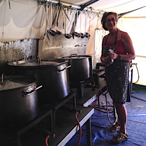 Satyamuni cooks lunch